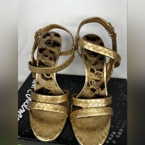 Sam Edelman Abbott Gold Snake Print Heels size 8.5m